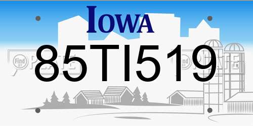 85TI519 Iowa License Plate