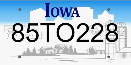 85TO228 Iowa License Plate