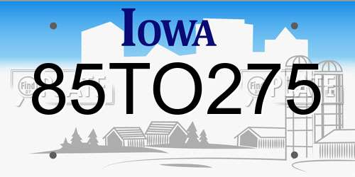 85TO275 Iowa License Plate