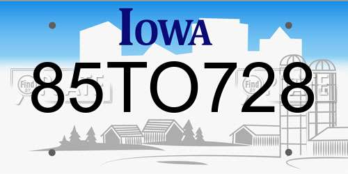 85TO728 Iowa License Plate