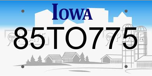 85TO775 Iowa License Plate