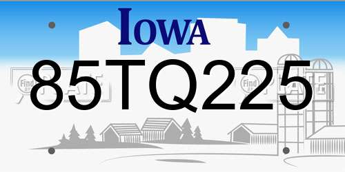 85TQ225 Iowa License Plate
