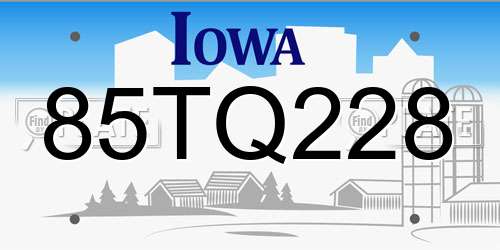 85TQ228 Iowa License Plate