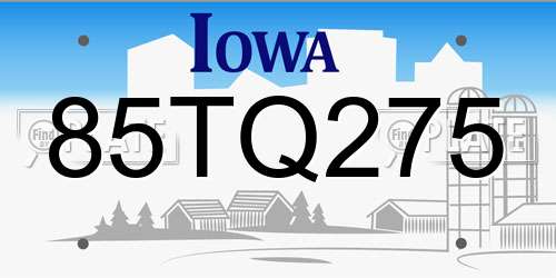 85TQ275 Iowa License Plate