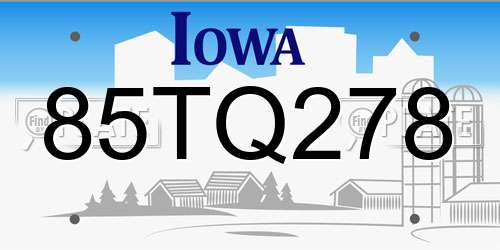85TQ278 Iowa License Plate