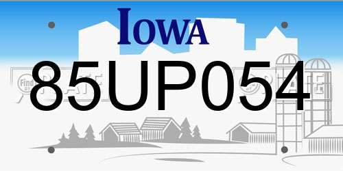 85UP054 Iowa License Plate