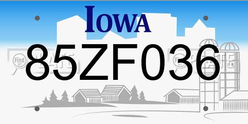 85ZF036 Iowa License Plate