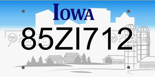 85ZI712 Iowa License Plate