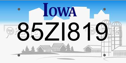 85ZI819 Iowa License Plate