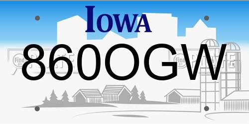 860OGW Iowa License Plate