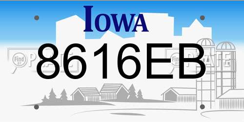 8616EB Iowa License Plate