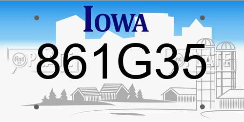 861G35 Iowa License Plate