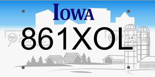 861XOL Iowa License Plate