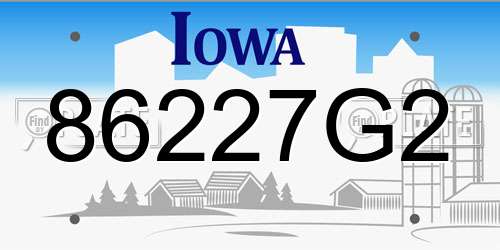 86227G2 Iowa License Plate