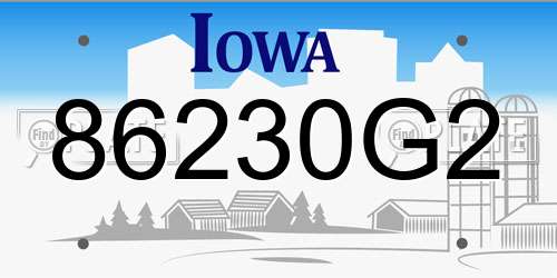86230G2 Iowa License Plate