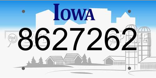 8627262 Iowa License Plate