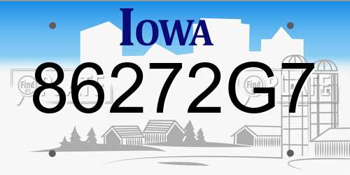 86272G7 Iowa License Plate