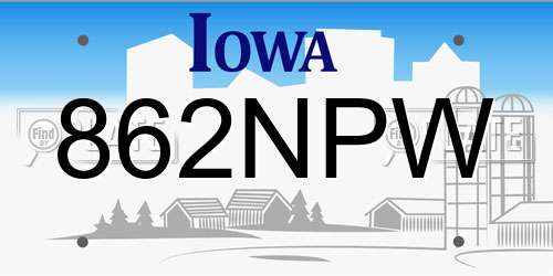 862NPW Iowa License Plate