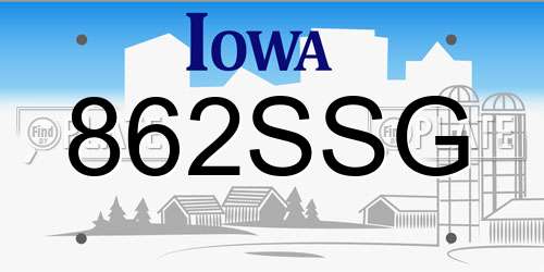 862SSG Iowa License Plate