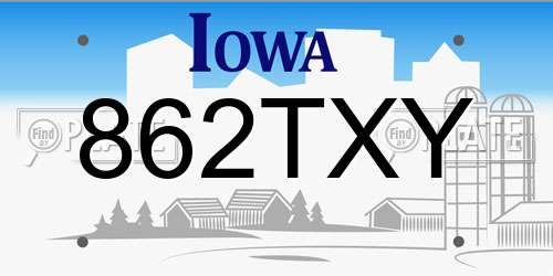 862TXY Iowa License Plate