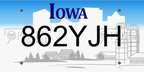 862YJH Iowa License Plate
