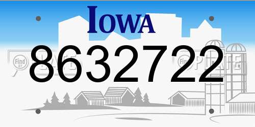 8632722 Iowa License Plate