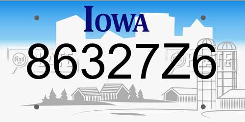 86327Z6 Iowa License Plate