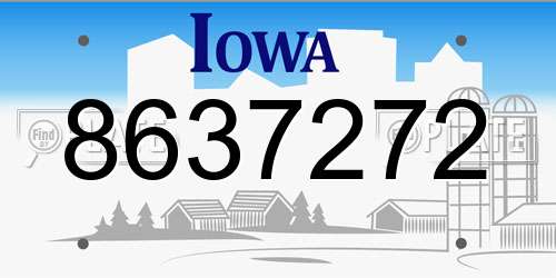 8637272 Iowa License Plate