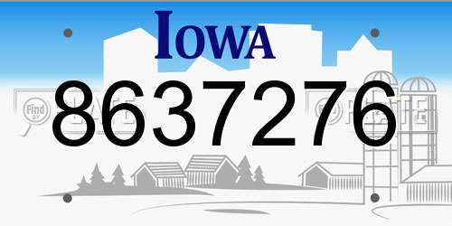 8637276 Iowa License Plate