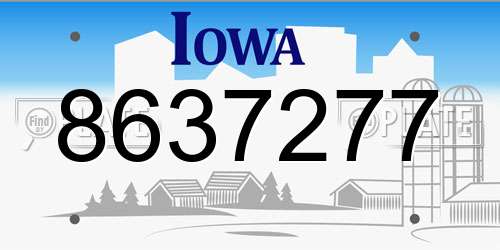 8637277 Iowa License Plate