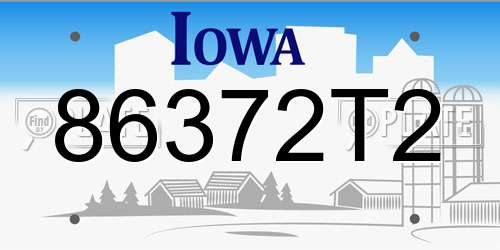 86372T2 Iowa License Plate