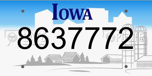 8637772 Iowa License Plate