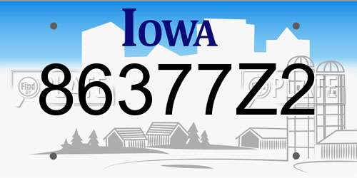 86377Z2 Iowa License Plate