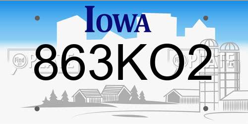 863KO2 Iowa License Plate