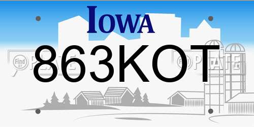 863KOT Iowa License Plate