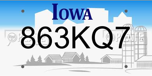 863KQ7 Iowa License Plate