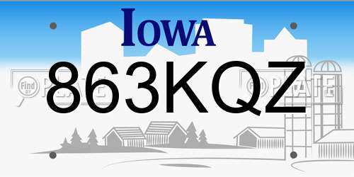 863KQZ Iowa License Plate