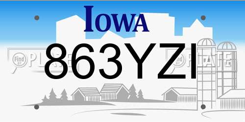 863YZI Iowa License Plate