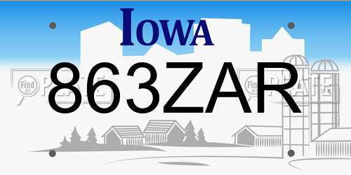 863ZAR Iowa License Plate