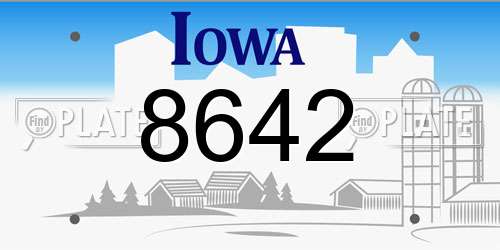 8642 Iowa License Plate