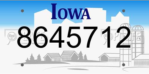 8645712 Iowa License Plate