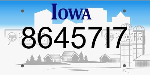86457I7 Iowa License Plate
