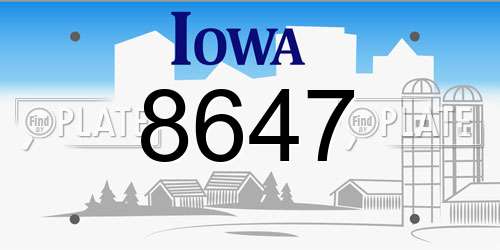 8647 Iowa License Plate