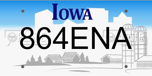 864ENA Iowa License Plate