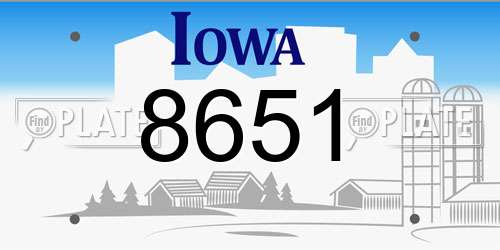 8651 Iowa License Plate