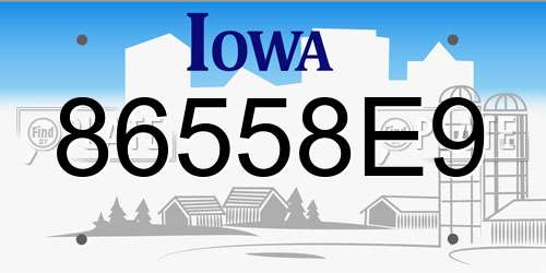 86558E9 Iowa License Plate