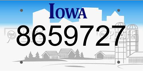 8659727 Iowa License Plate