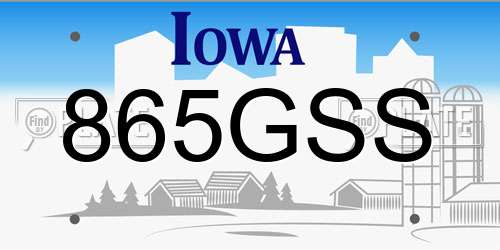 865GSS Iowa License Plate