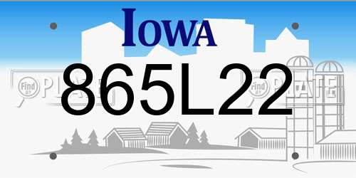 865L22 Iowa License Plate