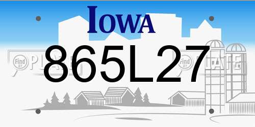 865L27 Iowa License Plate